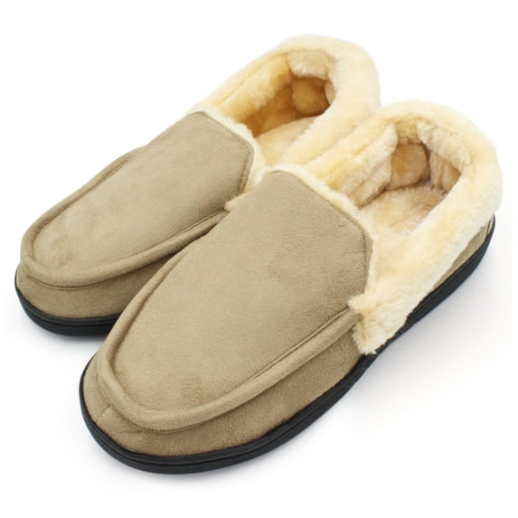 VENTANA Men's Shoes Moccasin House Slippers | Faux Fur Lined House Shoes Comfy Bedroom Mens Slippers | Fuzzy Breathable Warm Cozy Slip On Slippers Indoor Outdoor