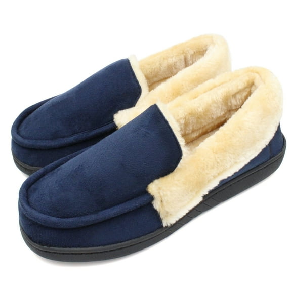 VENTANA Men's Shoes Moccasin House Slippers | Faux Fur Lined House Shoes Comfy Bedroom Mens Slippers | Fuzzy Breathable Warm Cozy Slip On Slippers Indoor Outdoor