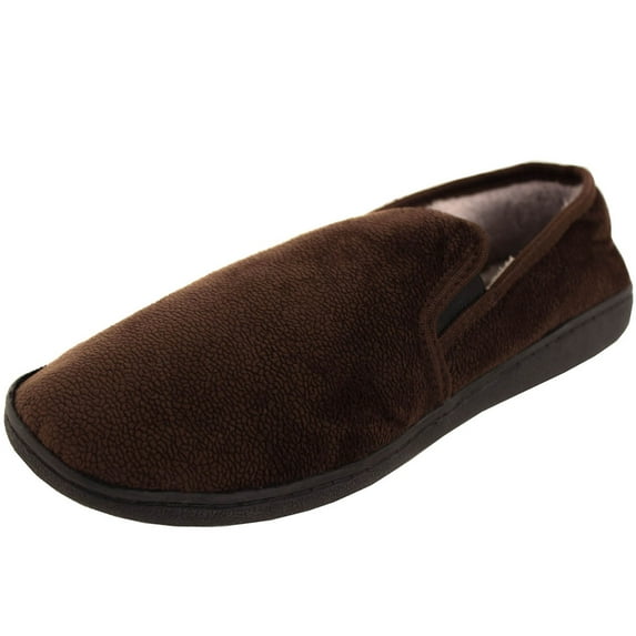 SLM Men's Faux Fur Lined Black Indoor / Outdoor Slippers