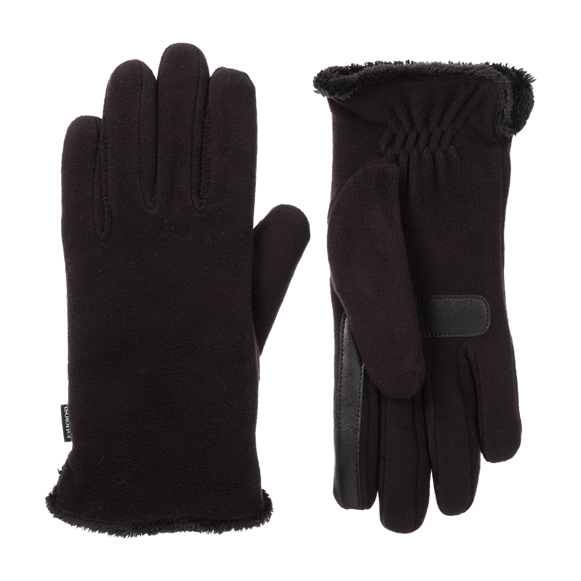 Isotoner Women's Vented Fleece Winter Gloves with MicroLuxe Lining, OSFM, Black