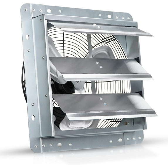 VENTISOL 12 Inch Wall Mounted Shutter Exhaust Fan, Aluminum Blades, 1800CFM, Automatic High Speed Household Ventilation Fan for Garages, Shop, Greenhouse, Attic