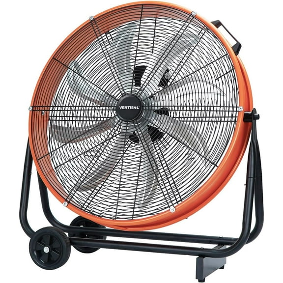 VENTISOL 24 Inch Industrial Floor Drum Fan, 9500 CFM Heavy Duty Floor Fan with 8 Blades, 3-Speed High Velocity Shop Fan, Metal Fans for Warehouse, Patios, Garage