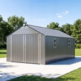 thumbnail image 1 of VENTOPYR 12'x20' Gray Portable Carport with Solar Lights, Heavy-Duty Steel Frame, Double Swing & Side Door, Vented Windows for SUV, Truck, RV Storage, 1 of 8