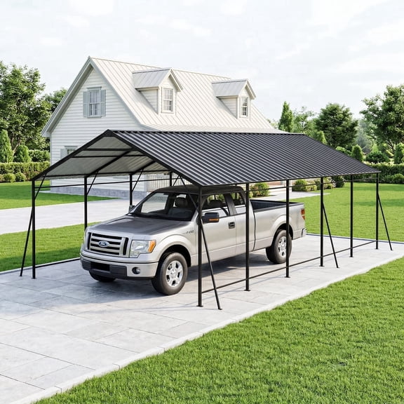 VENTOPYR 13' x 26' Outdoor Heavy Duty Carport with Corrugated Steel Roof, Multi-Use Canopy Shelter for Car, Truck, Storage and Wedding