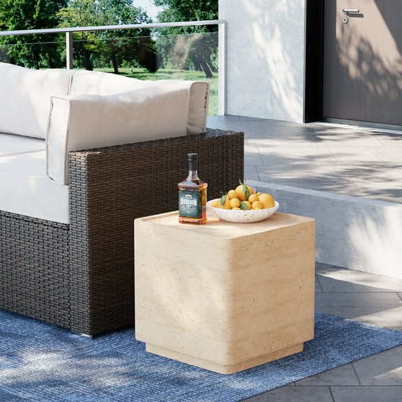 VENTOPYR 14'' Concrete Outdoor Side Table,Square Accent End Table