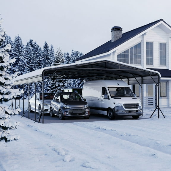 VENTOPYR 29' x 20' Outdoor Heavy Duty Metal Carport with Galvanized Steel Roof for Car, Boat, Truck
