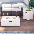 thumbnail image 1 of VENTOPYR 35''Outdoor Square Propane Fire Pit Table,Terrazzo White Faux Stone Fire Pit Set with Tank, 1 of 7