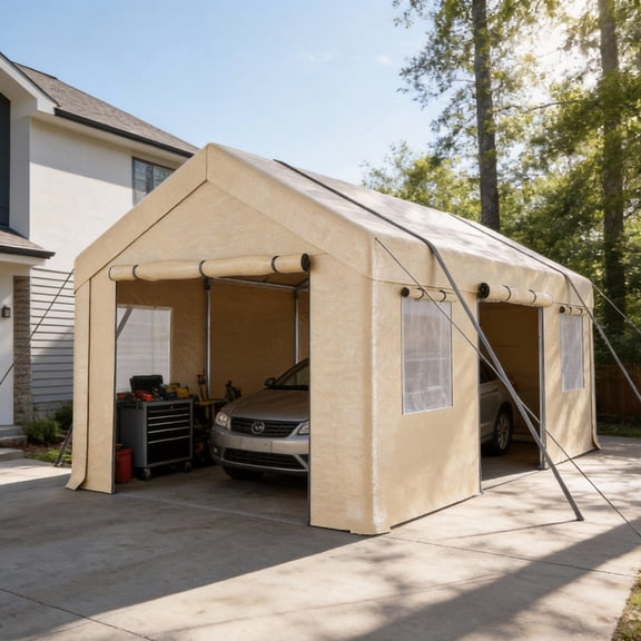 VENTOPYR Carport 10x20FT Heavy Duty Carport,Portable Car Garage with Side-Opening Door,Roll-up Windows