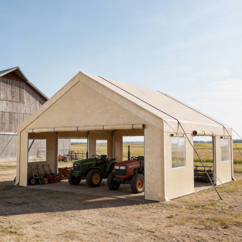 VENTOPYR Carport 20x20FT Heavy Duty Carport,Portable Car Garage with Side-Opening Door,Roll-up Windows