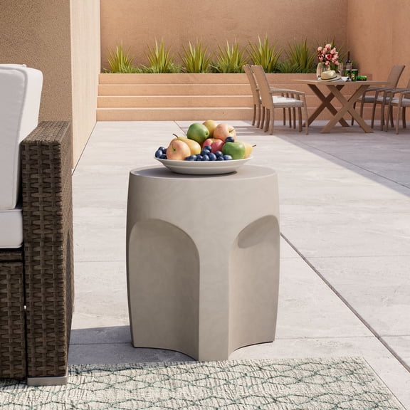 VENTOPYR Concrete Outdoor Side Table,Drum-Shaped Accent Table