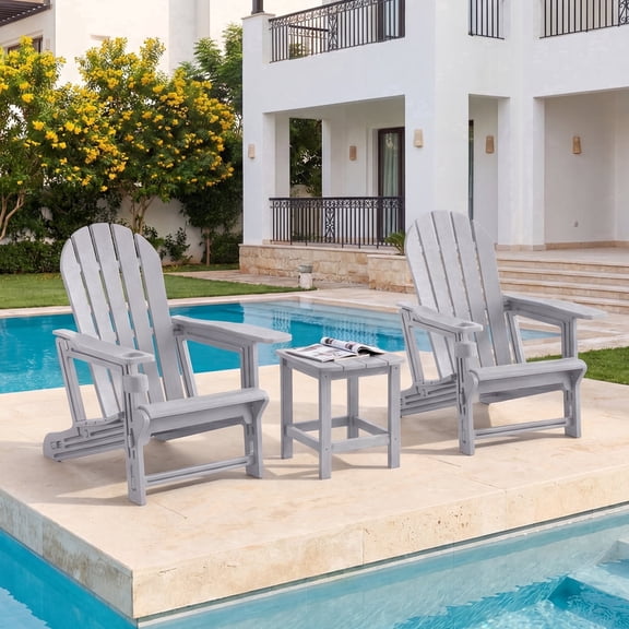 VENTOPYR HDPE Adirondack Chair(Table Not Included), All-Weather Plastic Outdoor Chair with High Back, Heavy Duty Support 330 lbs, Blow Molded for Patio, Garden, Poolside, Gray