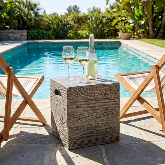VENTOPYR Outdoor Concrete End Table, Square Accent Small Side Table