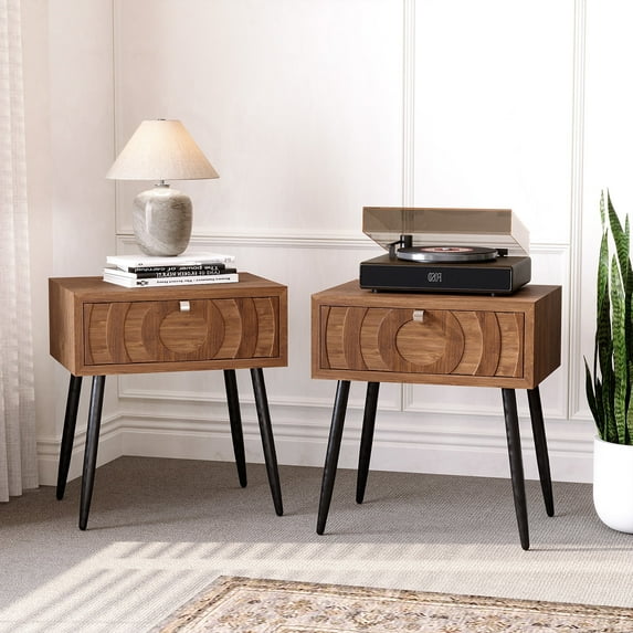 VENTOPYR Set of 2 Nightstands with Storage,Modern 1-Drawer Accent End Table