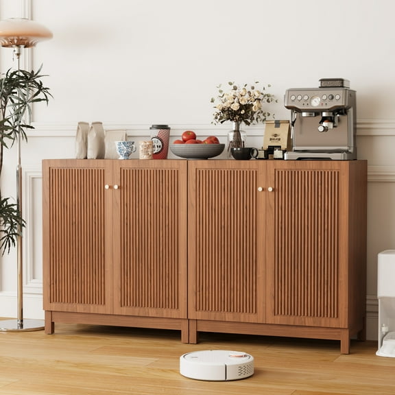 VENTOPYR Sideboard Buffet Walnut Storage Cabinet with Adjustable Shelves, 2 Doors