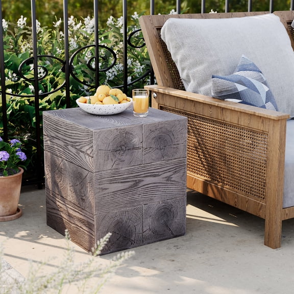 VENTOPYR Square Concrete Outdoor Side Table,Morden Accent End Table