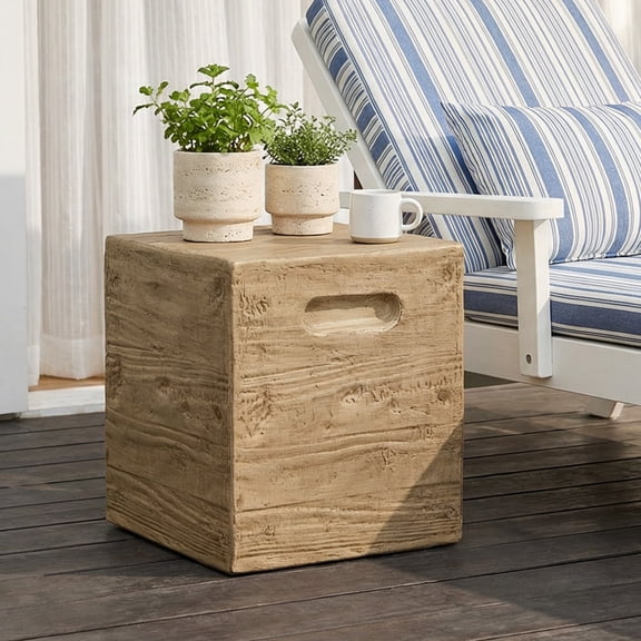 VENTOPYR Square Concrete Outdoor Side Table,Patio Accent End Table