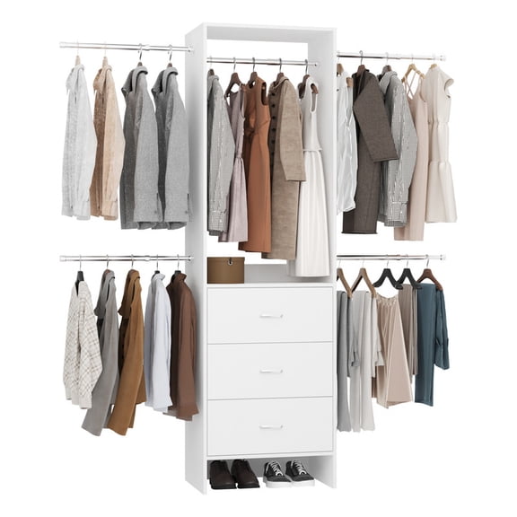 VENTOPYR Walk-in 80'' Closet Organizers,Morden Closet System with 3 Drawers for Bedroom