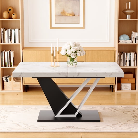 VENTOPYR Wooden Extendable Dining Table,60'' to 80'' Modern Farmhouse Kitchen Table for 8-10 Person