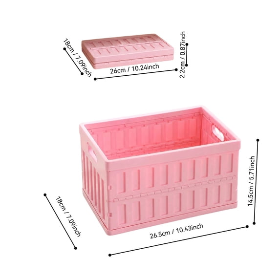 VENTORA Foldable Hollow‑Ventilated Plastic Storage Crate, Stackable Portable Organizer Bin With Built‑In Side Handles, Collapsible Flat‑Design Storage Basket for Stationery Cosmetics Toys