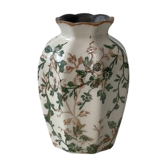 VENTORA Rustic Ceramic Flower Vase | Vintage Ice Cracked Milk Pot | Elegant Home Decor for Floral Arrangements | Farmhouse Style Decorative Piece