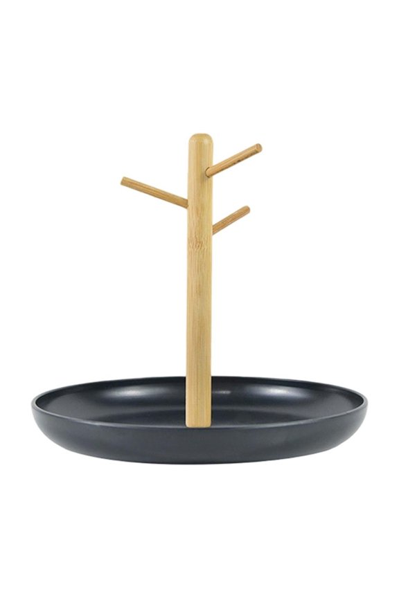 Wood 3-Tier Key Tray Jewelry Dish Organizer, Multi Functional Hanging Entryway Valet Tray, Storage Holder for Keys Rings Small Jewelry Entry Table Decor Black