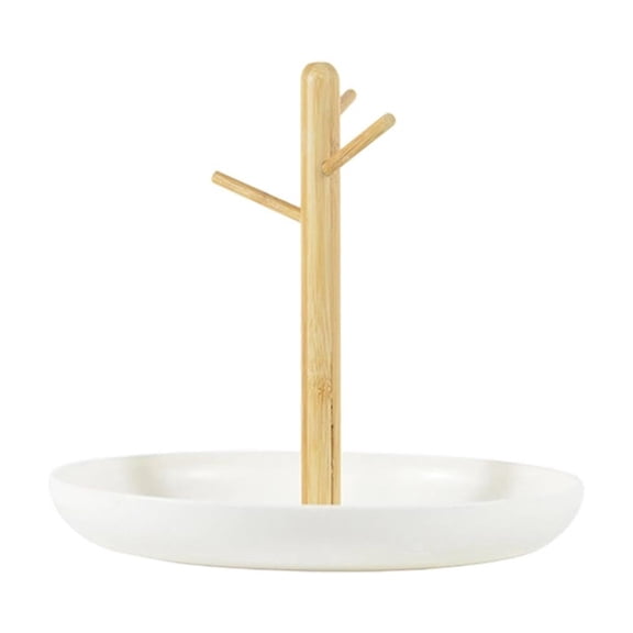 VENTORA Wood 3-Tier Key Tray Jewelry Dish Organizer, Multi Functional Hanging Entryway Valet Tray, Storage Holder for Keys Rings Small Jewelry Entry Table Decor White