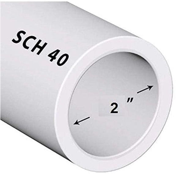 VENTRAL Schedule 40 PVC Pipe 2 Inch (2.375 OD), White, Cut Lengths for Plumbing, Landscape, Pool, Spa