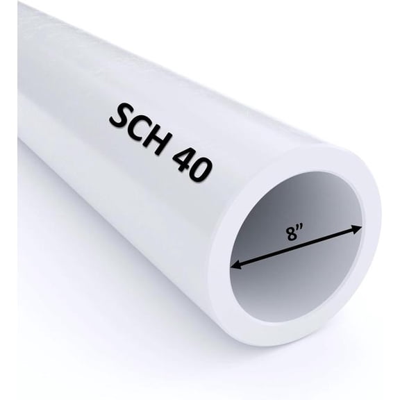 VENTRAL Schedule 40 PVC Pipe 8 Inch (8.625 OD), White, Cut Lengths for Plumbing, Landscape, Irrigation