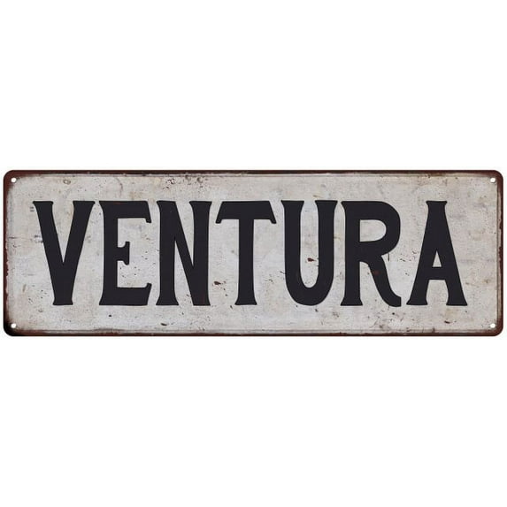 VENTURA Vintage Look Rustic Metal 6x18 Sign City State 206180041143