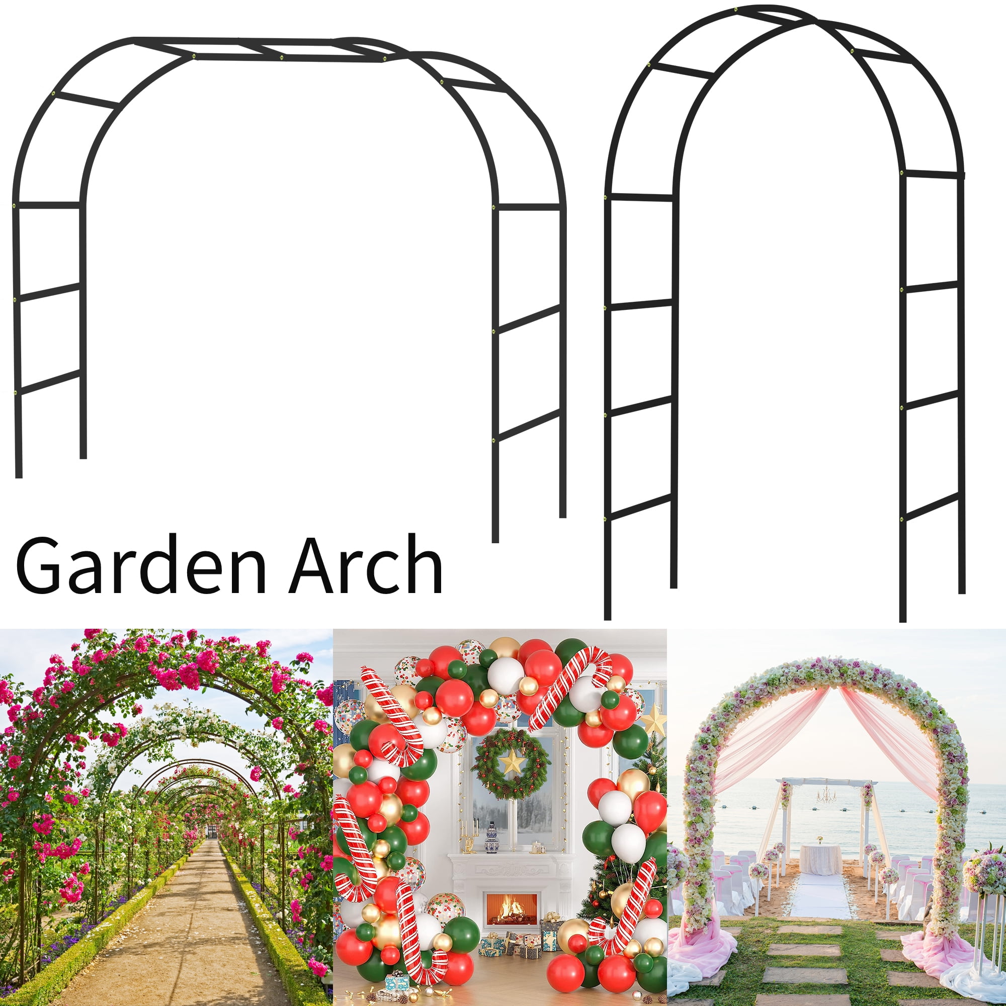 VENUZOR Garden Arch 7.87×4.59×1.25FT Metal Garden Arbor Trellis for ...