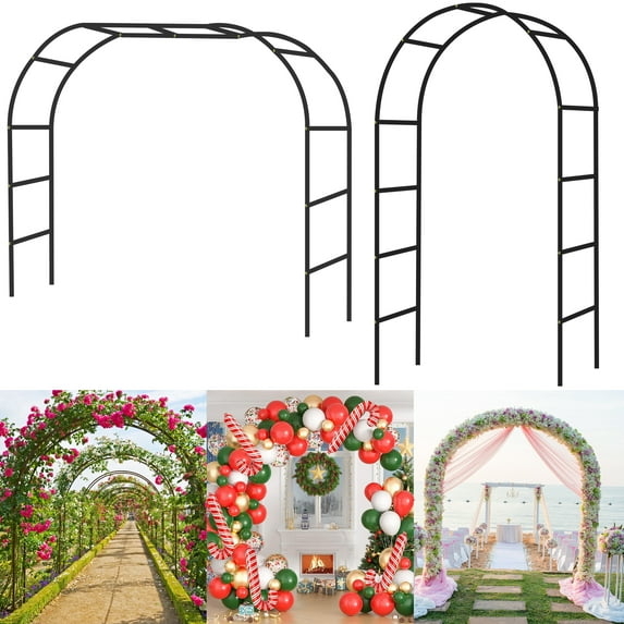 VENUZOR Garden Arch 7.87×4.59×1.25FT Metal Garden Trellis for Various Climbing Plant Garden Wedding Arch Arbor for Party Ceremony Decor Halloween Christmas Day Outdoor Garden Lawn Backyard,Black