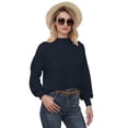 thumbnail image 1 of VENUZOR Women's Puffy Sleeve Mock Neck Pullover Knit Oversized Solid Color Sweater Tops, 1 of 7