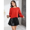 thumbnail image 1 of VENUZOR Women's 2024 Fall Crew Neck Batwing Long Sleeve Sweaters Oversized Ribbed Side Slit Knit Pullover Tops, 1 of 10