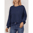 thumbnail image 1 of VENUZOR Women's 2024 Fall Crew Neck Batwing Long Sleeve Sweaters Oversized Ribbed Side Slit Knit Pullover Tops, 1 of 10