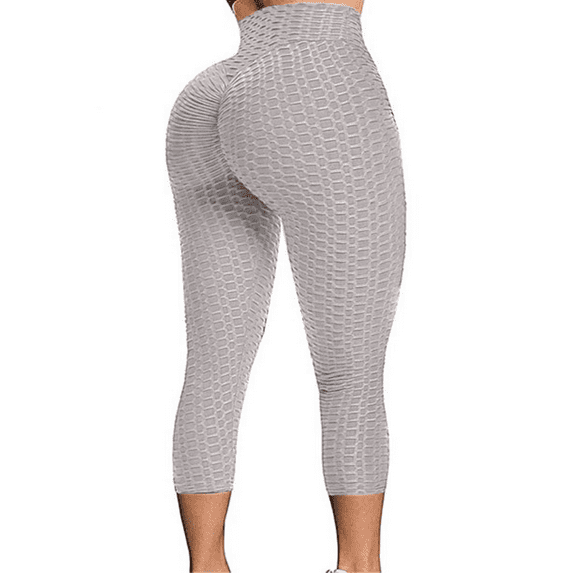 VENUZOR Women's Capris Yoga Pants High Waist Leggings Butt Lift Booty Yoga Pants Mesh Ruched Textured Leggings Control Slimming Running Gym Fitness