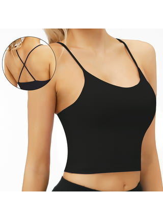 CRZ YOGA Womens Butterluxe Strappy High Neck Longline Sports Bra - Padded  Criss Cross Back Workout Sports Bras Crop Tank Top Black X-Small :  : Clothing, Shoes & Accessories