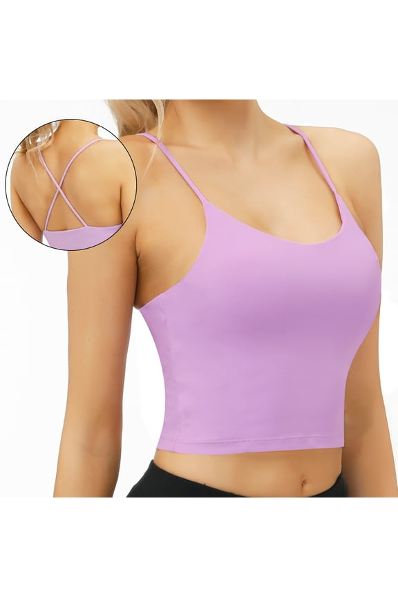 Women’s Longline Sports Bra Tank Padded Camisole Bras for Women Workout Yoga Bras Vest Gym Running