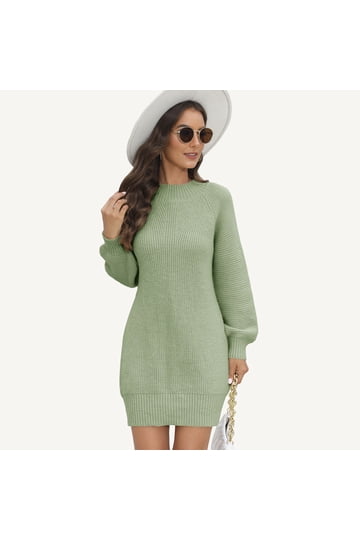green emerald velvet dress Green Knit Dress High Neck Tie Waist main image 0