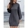 thumbnail image 1 of VENUZOR Long Sleeve Sweater Dress for Women 2025 Fall Ridded Kint Casual Mock Turtleneck Dress lightweight Puff Sleeve Sweater Dress Pullover, 1 of 6