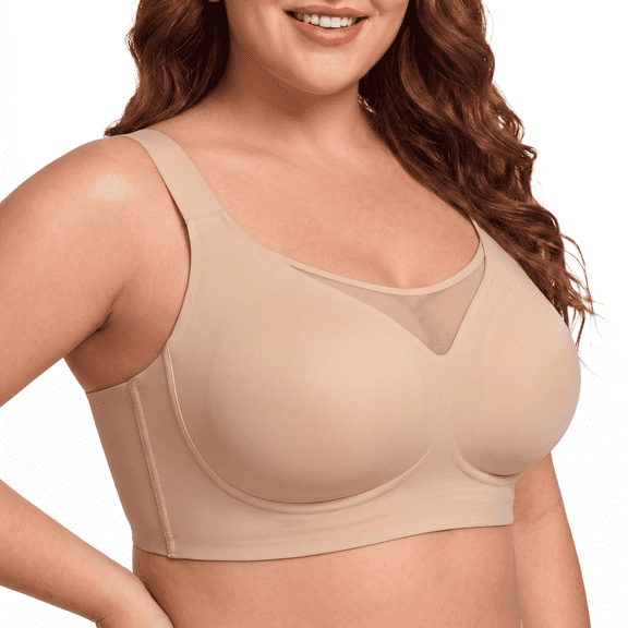 VEOFUX Women's Wireless Back Smoothing Bra, Seamless Full Coverage, M-5XL