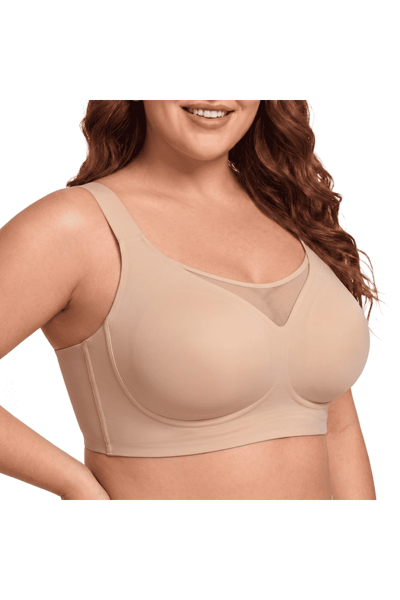 Women's Wireless Back Smoothing Bra, Seamless Full Coverage, M-5XL