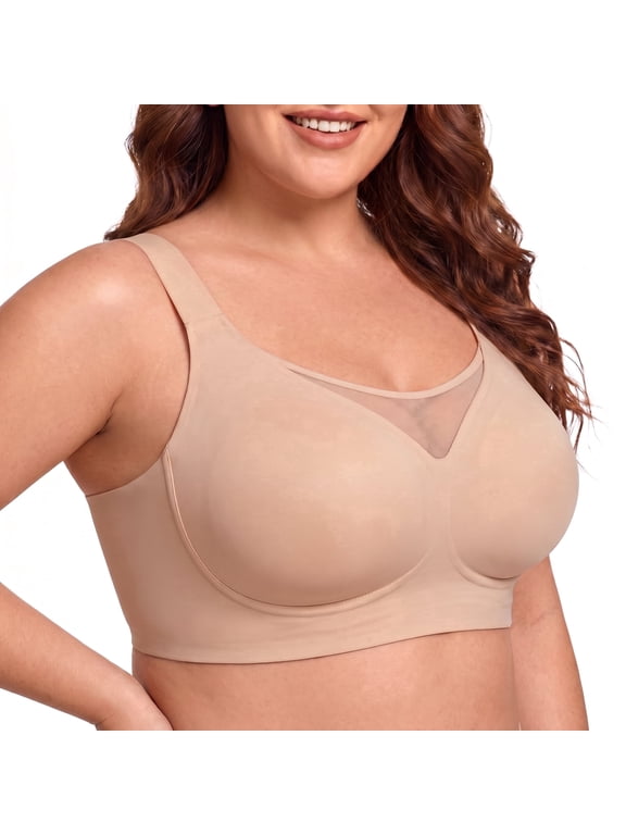 Women's Wireless Back Smoothing Bra, Seamless Full Coverage, M-5XL