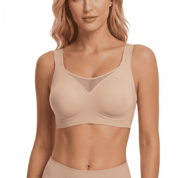 VEOFUX Women's Wireless Back Smoothing Bra, Seamless Full Coverage, M-5XL