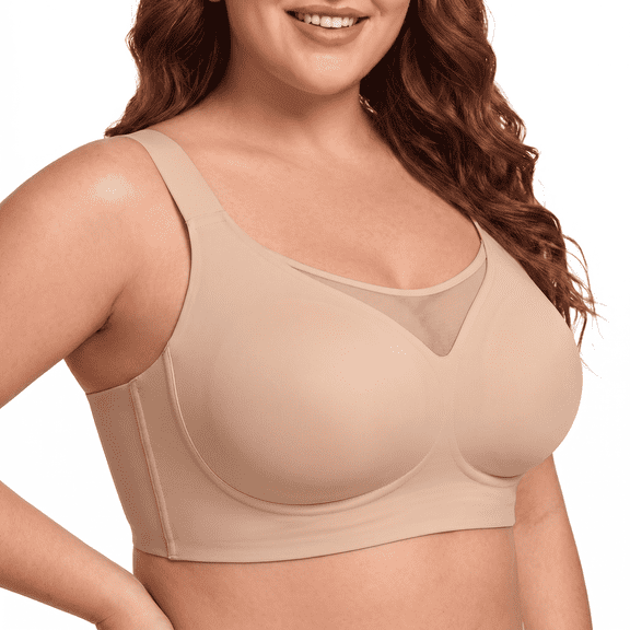 VEOFUX Women's Wireless Back Smoothing Bra, Seamless Full Coverage, M-5XL