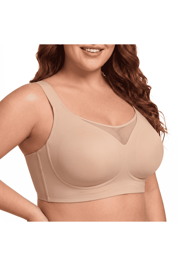 Women's Wireless Back Smoothing Bra, Seamless Full Coverage, M-5XL
