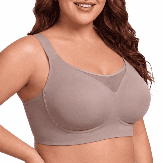 VEOFUX Wireless Bras for Women Plus Size, Full Coverage Comfortable Wirefree Bra with push up bra, Seamless Everyday bralette for Heavy Breas