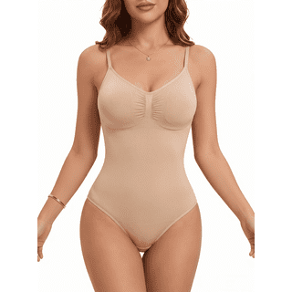 VEOFUX Women’s Shapewear Bodysuit Tummy Control Waist Trainer Body Shaper Butt Lifter Seamless V-Neck Bodysuit for Women