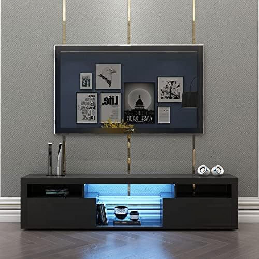 VEOPHLU Floating LED TV Stand Wall Mounted Entertainment Center with ...