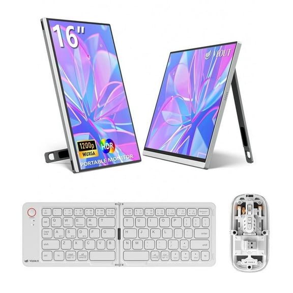 VEOUT 16" Gaming Portable Monitor Bundle - 2.5K 144HZ IPS, Wireless Peripherals, On-the-Go Multitasking