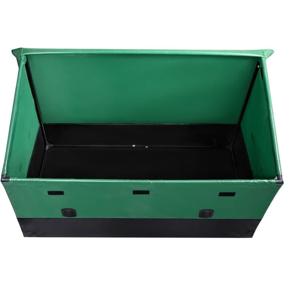 VEOVR Outdoor Storage Box, 150 Gallon Waterproof PE Tarpaulin Deck Box with Galvanized Frame, All-Weather Protection & Portable, for Camping, Garden, Poolside, and Yard, Brown & Blue